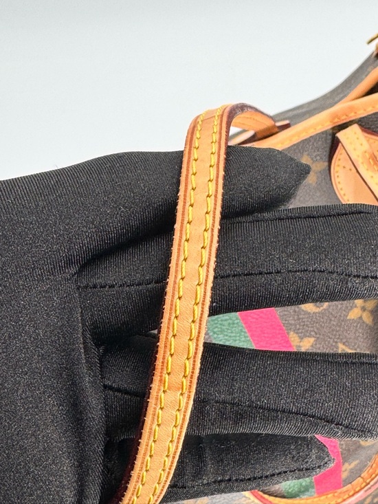 Louis Vuitton Monogram Canvas Tote with Green & Pink Center Stripe - Picture 4 of 16